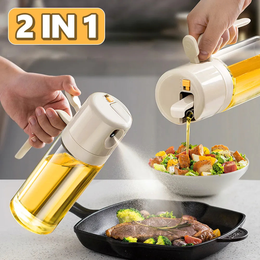 2-in-1 Glass Oil Sprayer and Dispenser for Kitchen & Cooking