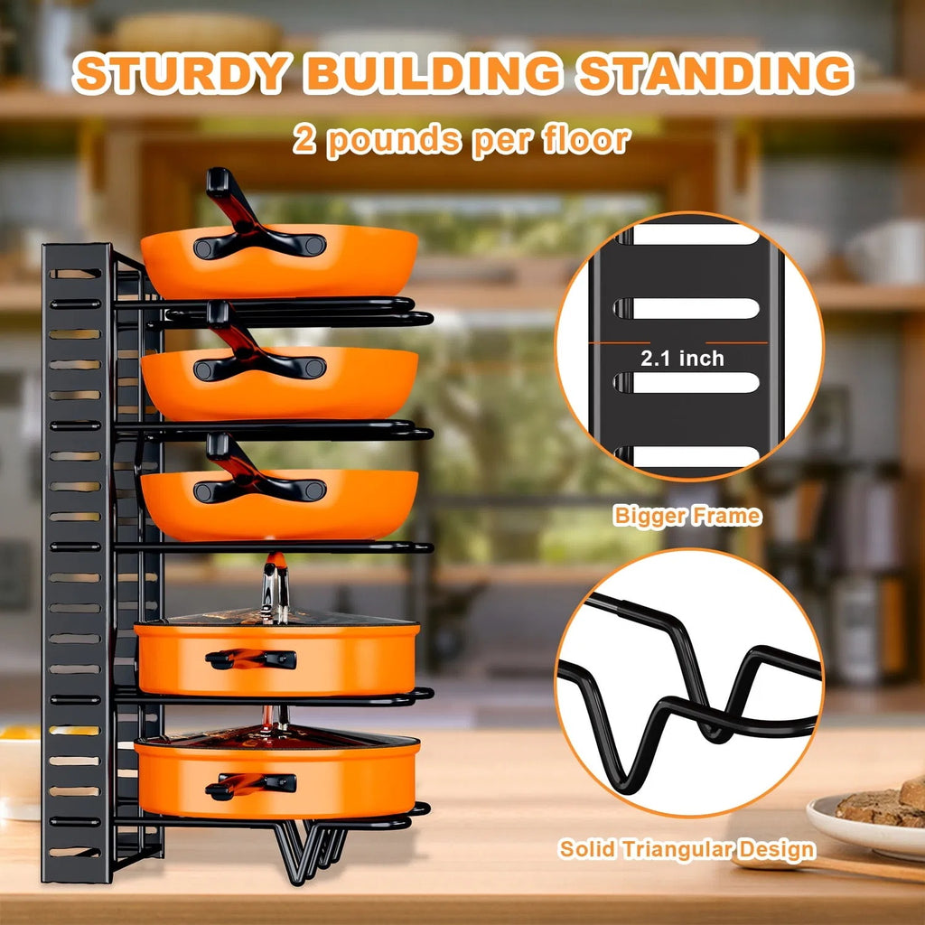The 3-in-1 Adjustable Cookware Rack | For Pots, Pans & Lids