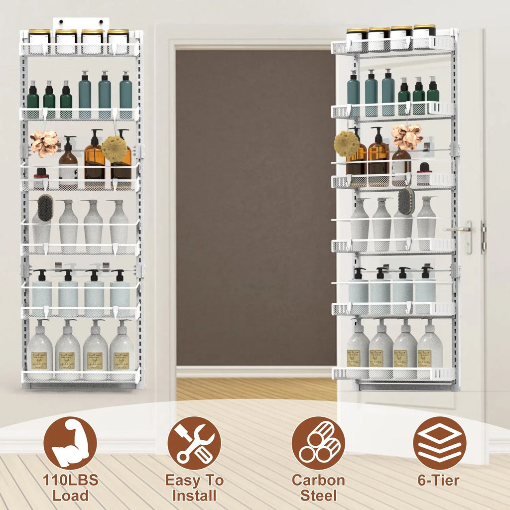 Heavy-Duty 6-Tier Over The Door Organizer for Pantry & Closet