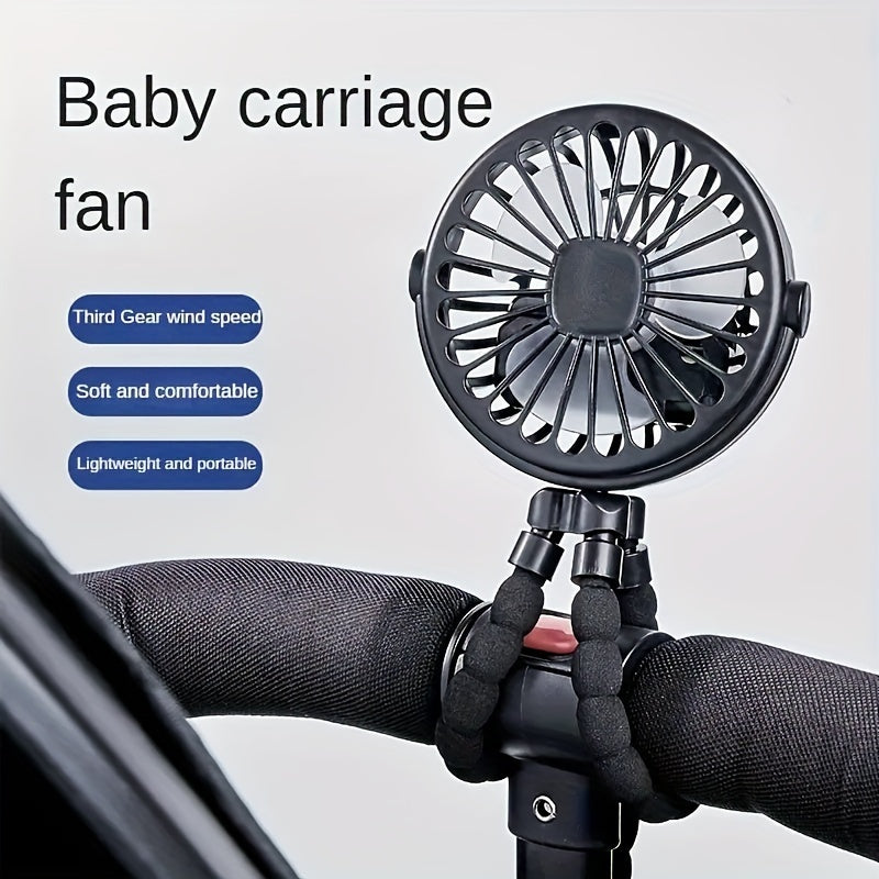 USB Portable Fan with Flexible Tripod & Phone Holder – Rechargeable Cooling
