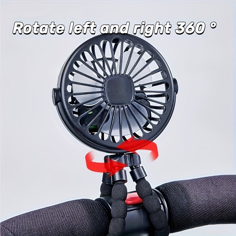 USB Portable Fan with Flexible Tripod & Phone Holder – Rechargeable Cooling