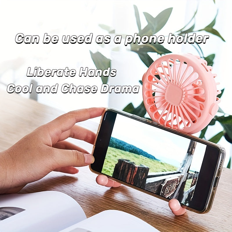 USB Portable Fan with Flexible Tripod & Phone Holder – Rechargeable Cooling