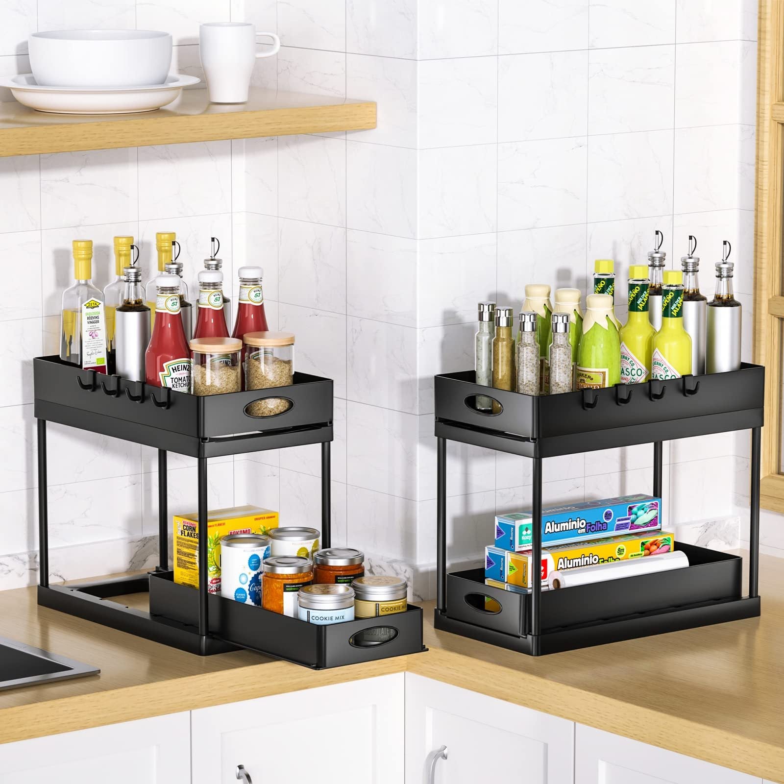 Premium Under Sink Organizer with 2-Tier Sliding Drawers