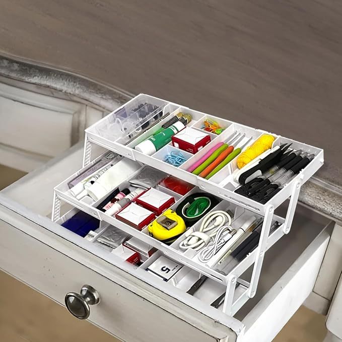 Expandable 3-Tier Organizer for Desk, Makeup & Jewelry Drawers