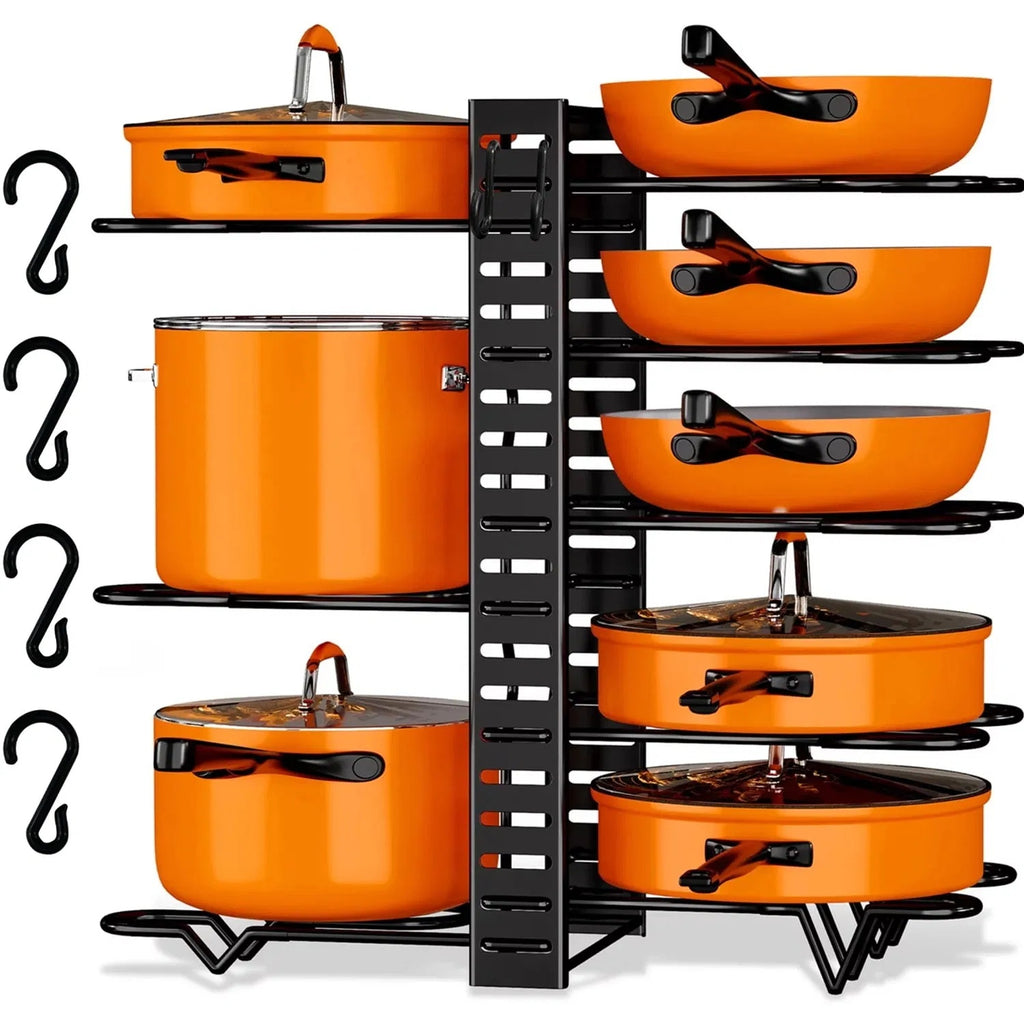 The 3-in-1 Adjustable Cookware Rack | For Pots, Pans & Lids