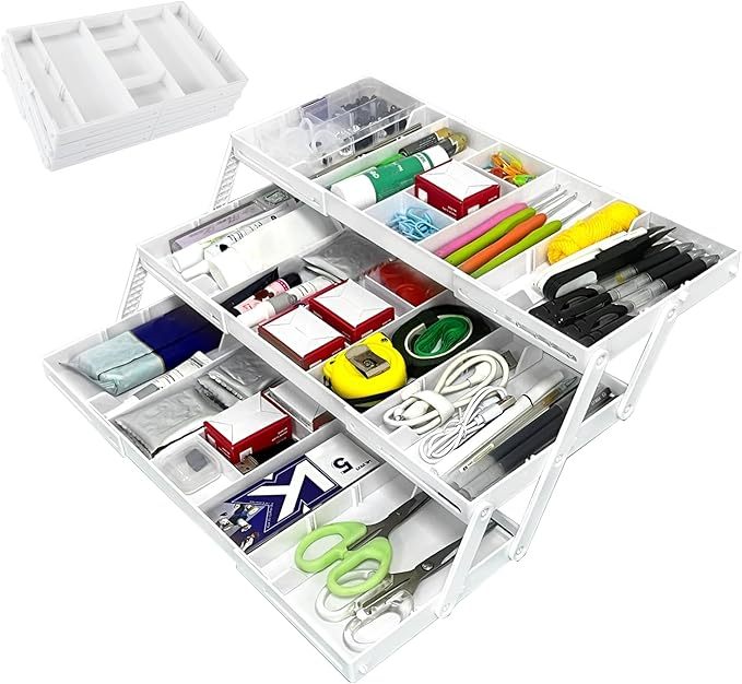 Expandable 3-Tier Organizer for Desk, Makeup & Jewelry Drawers