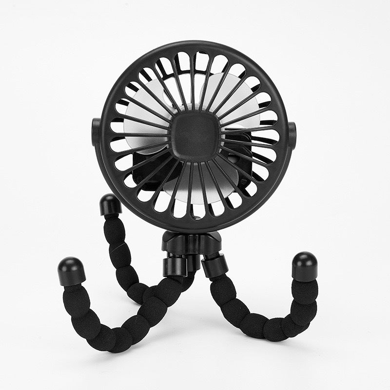 USB Portable Fan with Flexible Tripod & Phone Holder – Rechargeable Cooling