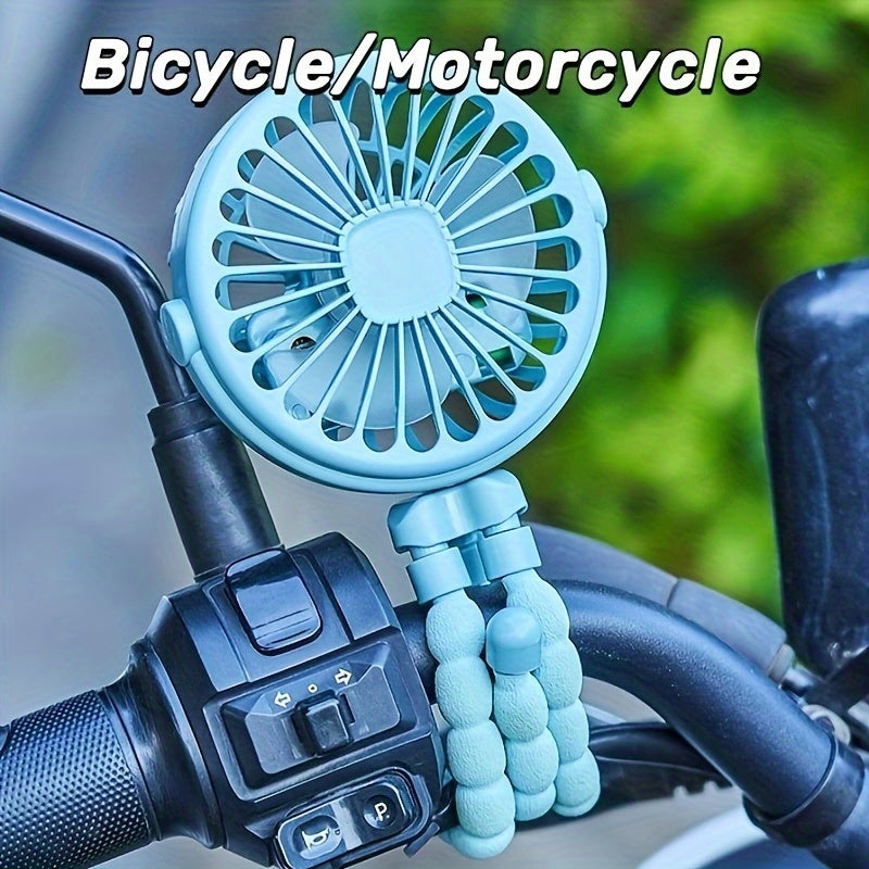 USB Portable Fan with Flexible Tripod & Phone Holder – Rechargeable Cooling